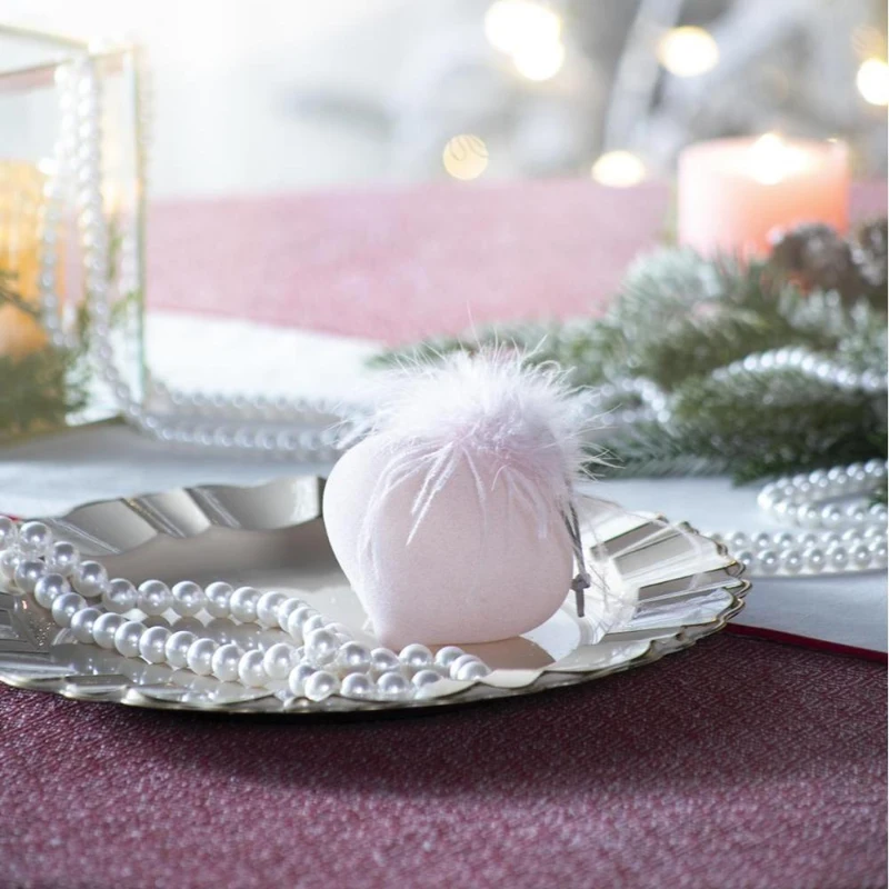 Set of 6 Christmas Ball Ornaments for Holiday Party Decorations, Glass Decorative Hanging Balls, 4" Diameter, Pink