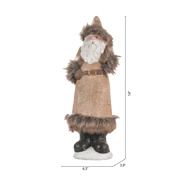 2 Piece Christmas Gnomes Decorations with Rustic Santa Design, Ceramic Holiday Table Ornaments, 4.5" L x 4" W x 14" H, Beige+White