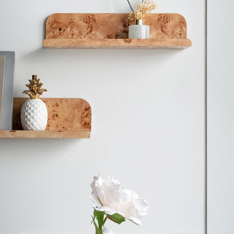 Eco-Friendly Design Burl Wood Floating Wall Shelf, MDF with Poplar Veneer, for Home Decor, 19&quot; L x 5&quot; W x 5&quot; H, Brown