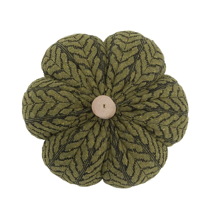 Set of 2 Fabric Pumpkin Ornaments, Holiday Decor for Fall Festival, Thanksgiving, 7" L x 7" W x 7" H, Green