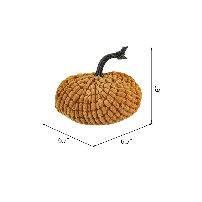 Set of 2 Chenille Weighted Pumpkin Ornaments, for Holiday Harvest, Fall Festival, and Thanksgiving Decor, 6.5" L x 6.5" W x 6" H, Orange