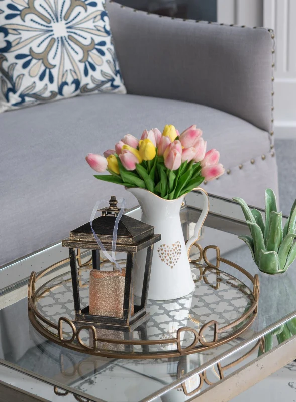 Set of 2 Menifee Lanterns with LED Candle, Glass-Paneled Hurricane Lamp, 5" L x 5" W x 8.5" H, Bronze