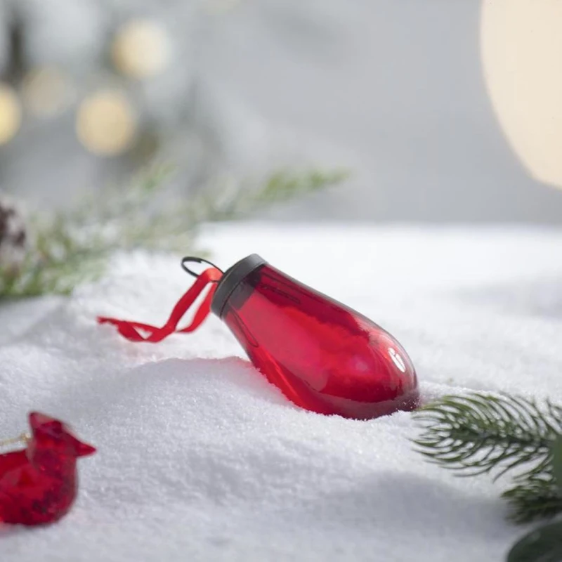 Set of 12 Glass Tear Drop Christmas Ornaments, Decorative Hanging Holiday Party Decor, 2" L x 2" W x 4" H, Red