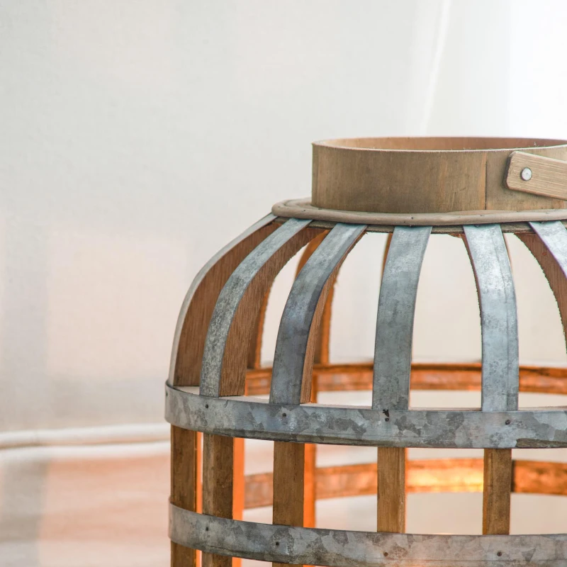 Versatile Decorative Wooden Lantern with Handle, Home Garden Wedding Accent, 11.5" L x 11.5" W x 22.5" H, Silver