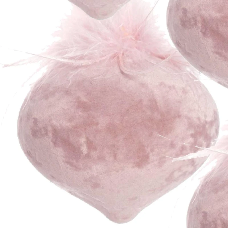 Set of 6 Christmas Ball Ornaments for Holiday Party Decorations, Glass Decorative Hanging Balls, 4" Diameter, Pink