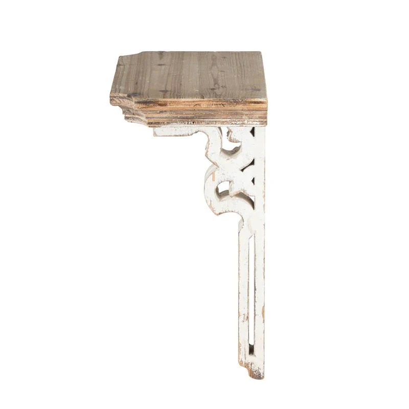 Vamont Wall Shelf with Weathered Finish, Solid Wood Construction, 19.5" L x 10.5" W x 22" H, Cream