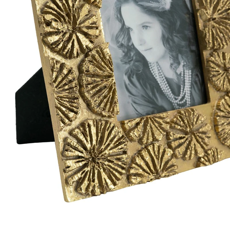 Set of 2 Vintage-Inspired Photo Frames with 4"x6" Opening, Resin and Stone Dust Construction, 7.5" L x 1" W x 9.5" H, Gold
