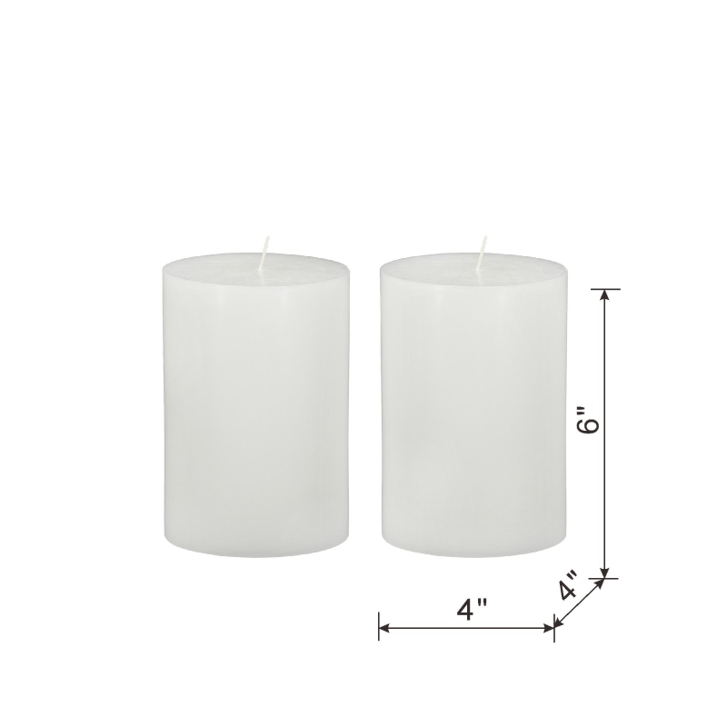 Set of 2 Eco-Friendly Unscented Soy Wax Pillar Candles, Biodegradable Decorations, 4" L x 4" W x 6" H, White