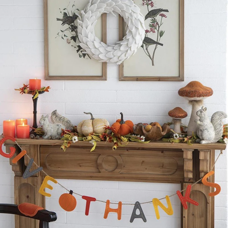 Set of 2 Colorful Give Thanks Banners Home Decorations, Fall Festival and Thanksgiving Decor, 68" L x 5" W x 0.1" H, Orange Multicolor