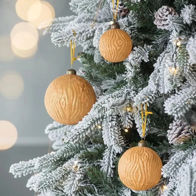 Set of 6 Decorative Hanging Tree Ornaments for Holiday Party Decorations, Glass Christmas Ball Ornaments, D4", Gold