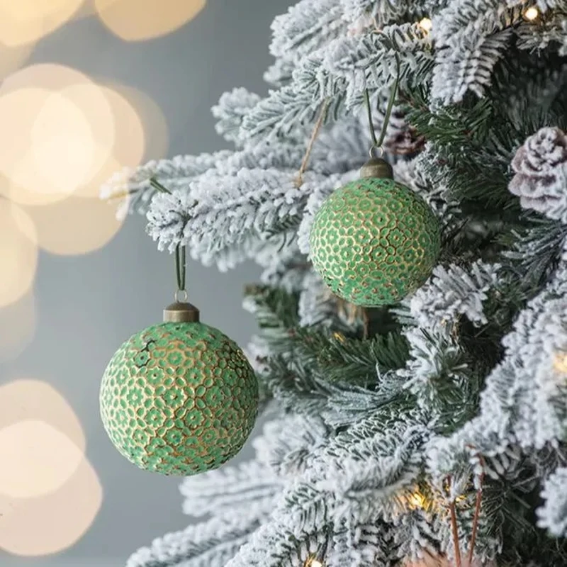 Set of 12 Glass Decorative Hanging Balls for Holiday Party Decorations, Christmas Ball Ornaments, D3", Green
