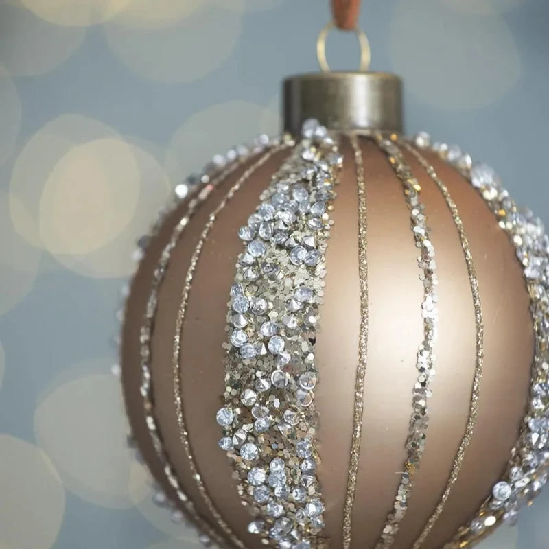 Set of 6 Christmas Baubles for Christmas Tree Decoration for Holiday Party, Glass Christmas Ball Ornaments, D4", Gold