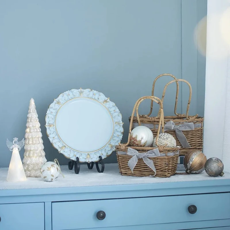 Set of 6 Christmas Baubles for Christmas Tree Decoration for Holiday Party, Glass Christmas Ball Ornaments, D4", Gold