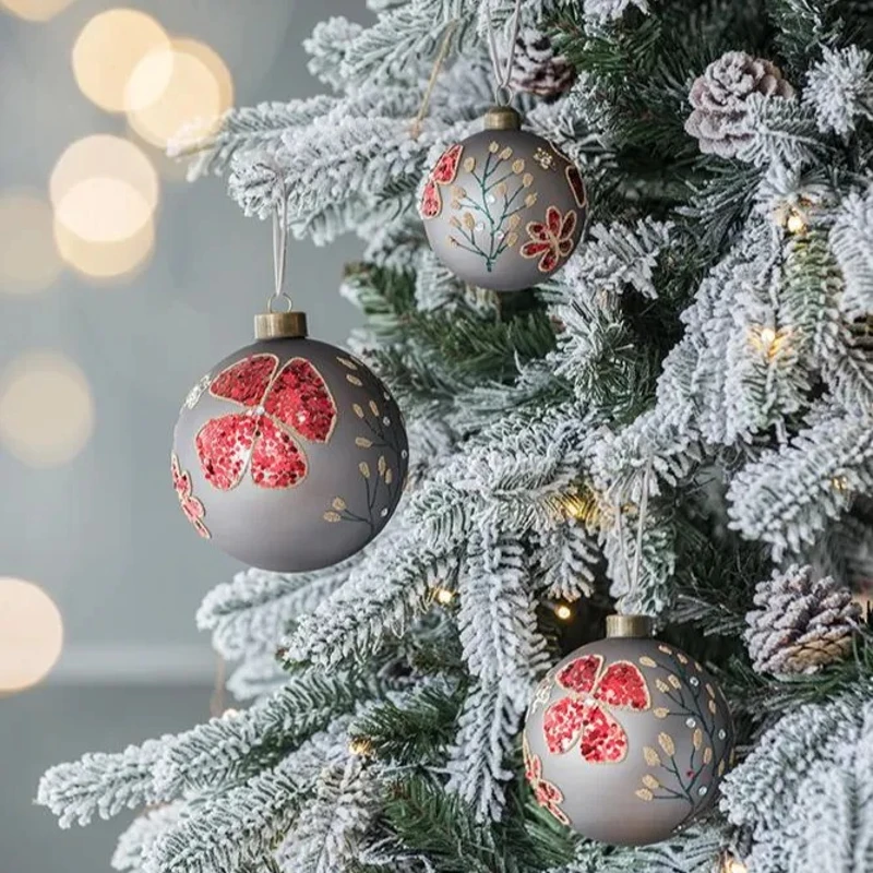 Set of 12 Decorative Hanging Tree Ornaments for Holiday Party Decorations, Glass Christmas Ball Ornaments, D3", Multicolor