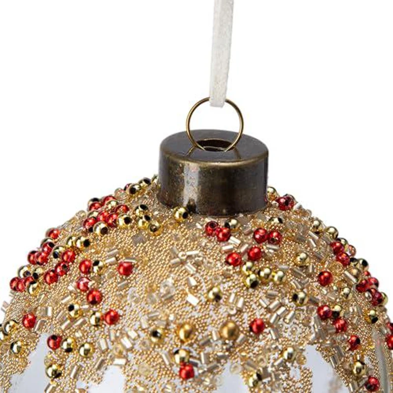 Set of 6 Decorative Glass Christmas Tree Hanging Ball Ornaments, Decorations for Holiday Party, D4", Multicolor