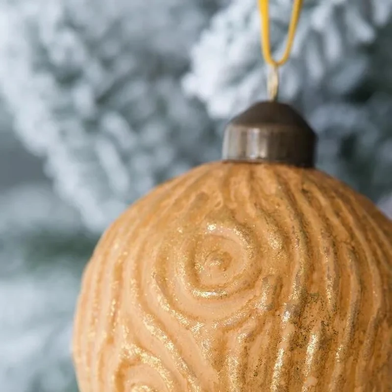 Set of 12 Decorative Hanging Tree Ornaments for Holiday Party Decorations, Glass Christmas Ball Ornaments, D3", Gold