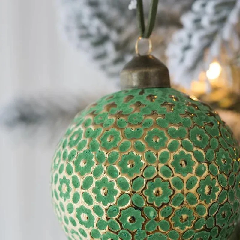 Set of 12 Glass Decorative Hanging Balls for Holiday Party Decorations, Christmas Ball Ornaments, D3", Green