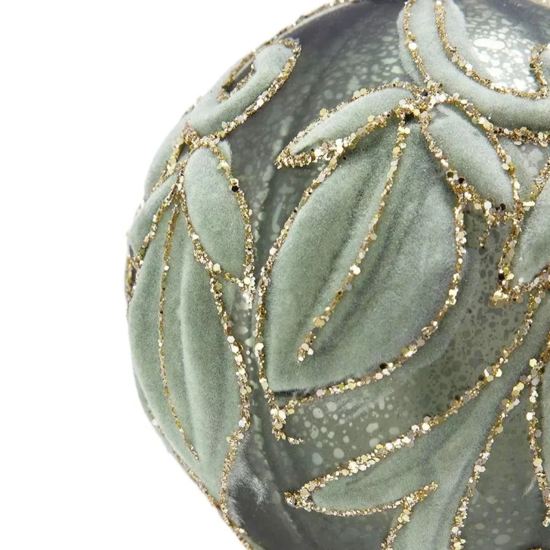 Set of 6 Glass Hanging Baubles for Holiday Party Decorations, Christmas Ball Ornaments, D4", Green