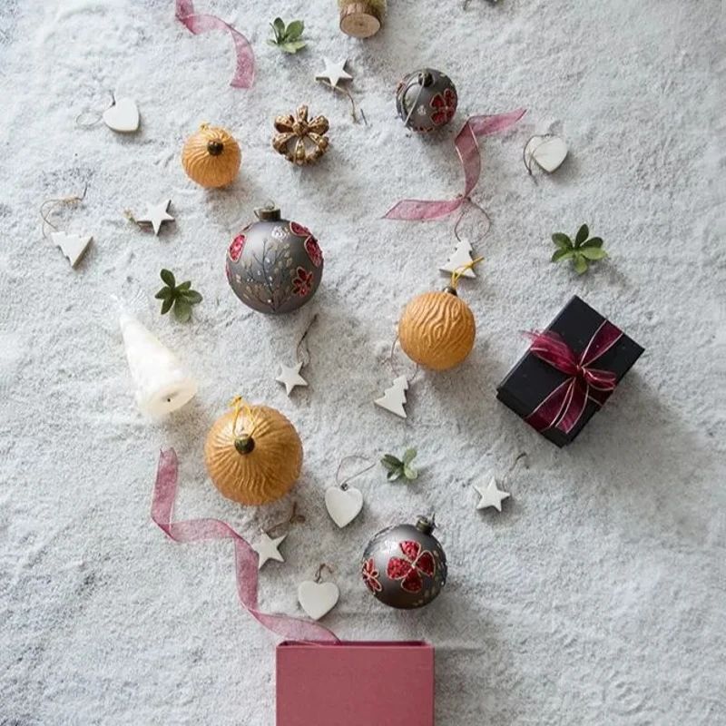 Set of 12 Decorative Hanging Tree Ornaments for Holiday Party Decorations, Glass Christmas Ball Ornaments, D3", Gold