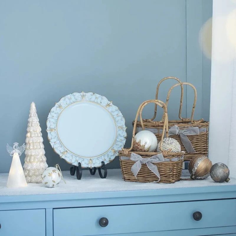 Set of 4 Glass Decorative Hanging Balls for Holiday Party Decorations, Christmas Ball Ornaments, D5", Gold