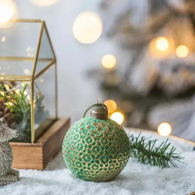 Set of 12 Glass Decorative Hanging Balls for Holiday Party Decorations, Christmas Ball Ornaments, D3", Green