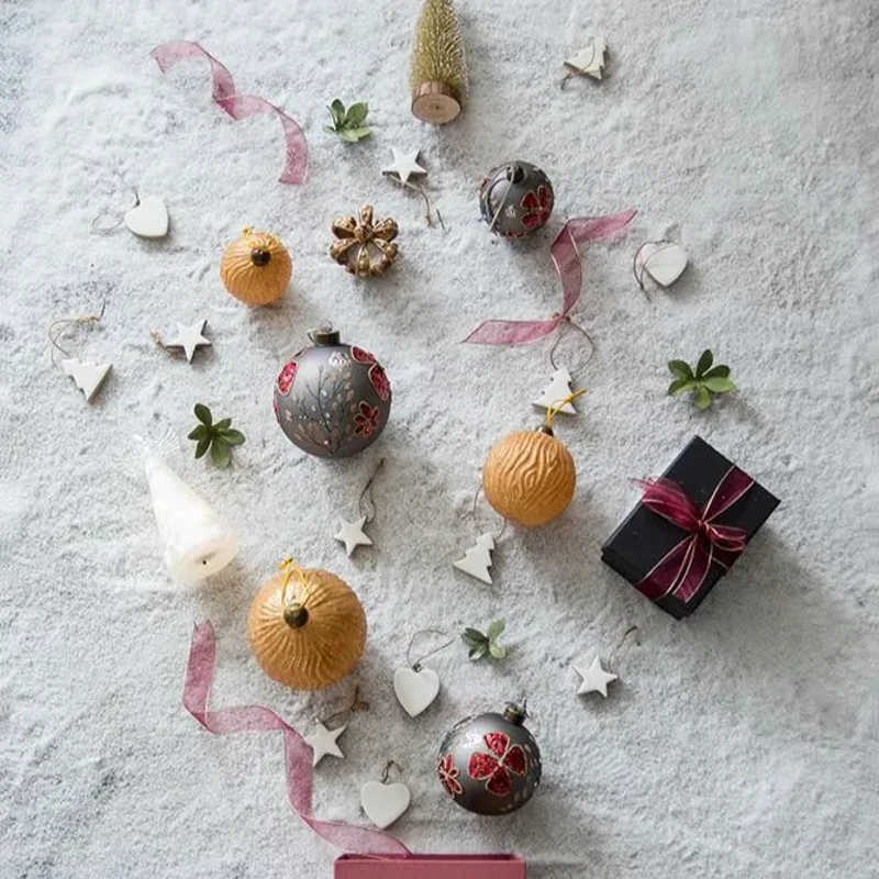 Set of 12 Decorative Hanging Tree Ornaments for Holiday Party Decorations, Glass Christmas Ball Ornaments, D3", Multicolor