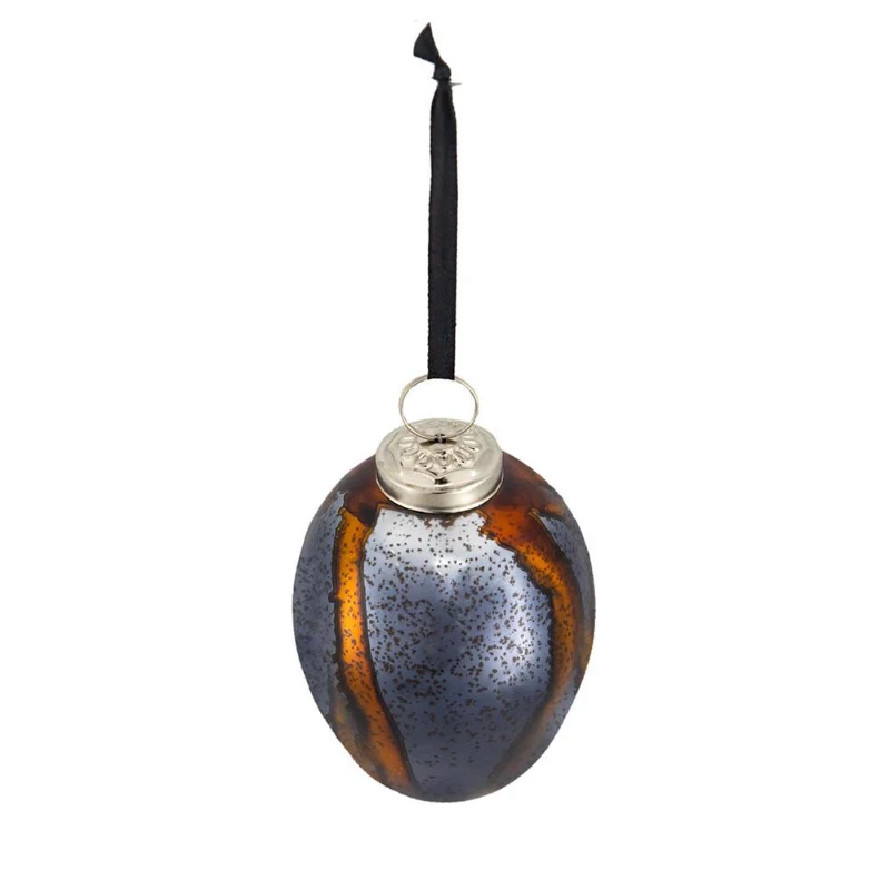 Set of 6 Glass Egg Christmas Ball Ornaments, Decorative Hanging Holiday Tree Decorations, 3" L x 3" W x 4.5" H, Multicolor