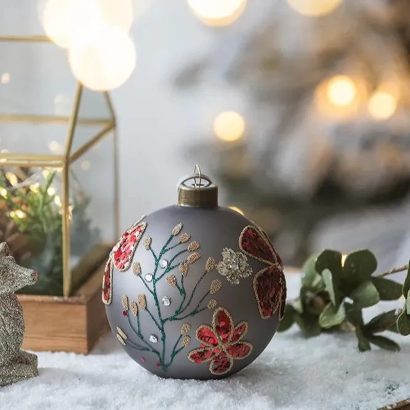 Set of 12 Decorative Hanging Tree Ornaments for Holiday Party Decorations, Glass Christmas Ball Ornaments, D3", Multicolor