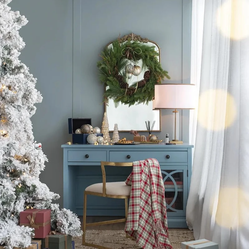 Set of 6 Glass Christmas Ball Ornaments, Decorative Hanging Holiday Tree Decorations, D4" Each, Silver