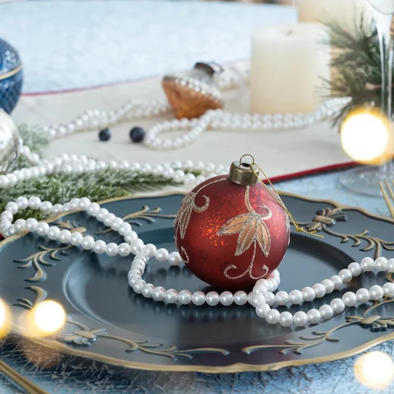 Set of 12 Decorative Hanging Tree Ornaments for Holiday Party Decorations, Glass Christmas Ball Ornaments, D3", Red