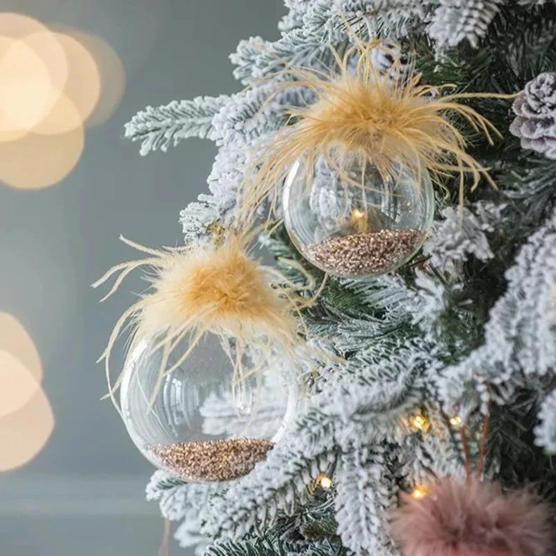 Set of 4 Glass Decorative Christmas Tree Hanging Ball Ornaments, Decorations for Holiday Party, D5", Multicolor