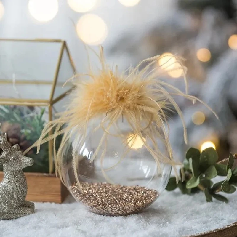 Set of 4 Glass Decorative Christmas Tree Hanging Ball Ornaments, Decorations for Holiday Party, D5", Multicolor