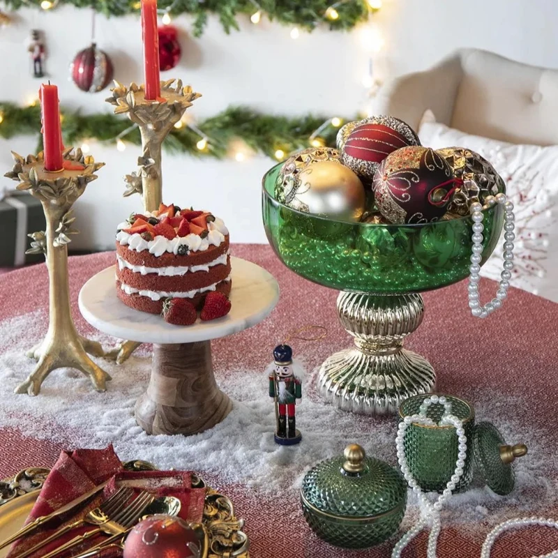 Set of 6 Christmas Glass Decorative Hanging Balls for Holiday Party Decorations, Christmas Ball Ornaments, D4", Gold