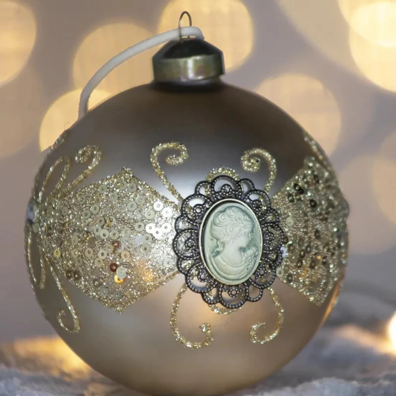 Set of 6 Christmas Glass Decorative Hanging Balls for Holiday Party Decorations, Christmas Ball Ornaments, D4", Gold