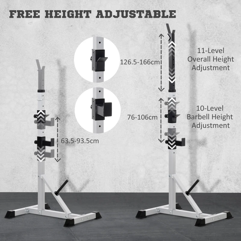 Soozier 2-Piece Barbell Rack, 53.5"-69.3" Height Adjustable Squat Rack Bench Press Rack, 440LBS Capacity