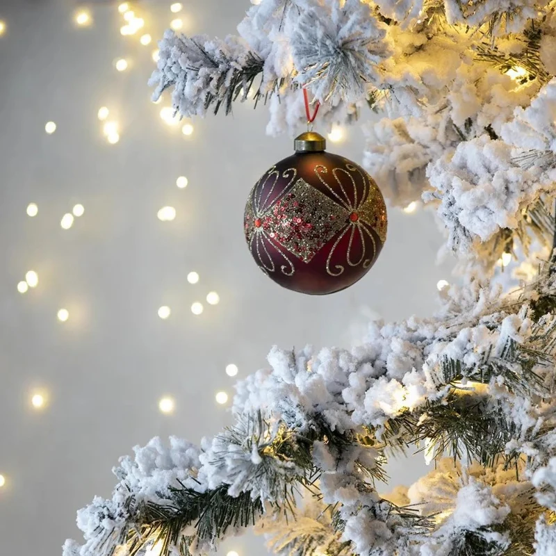 Set of 6 Christmas Glass Decorative Hanging Balls for Holiday Party Decorations, Christmas Ball Ornaments, D4", Gold