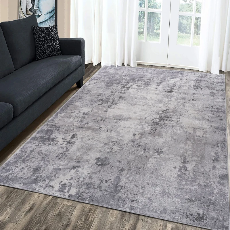 Naar 6x9 Stylish Stain-Resistant Area Rug with Non-Shedding Design, Carpet for Living Room, Bedroom, Home Office, 93" L x 79" W x 0.35" H, Gray