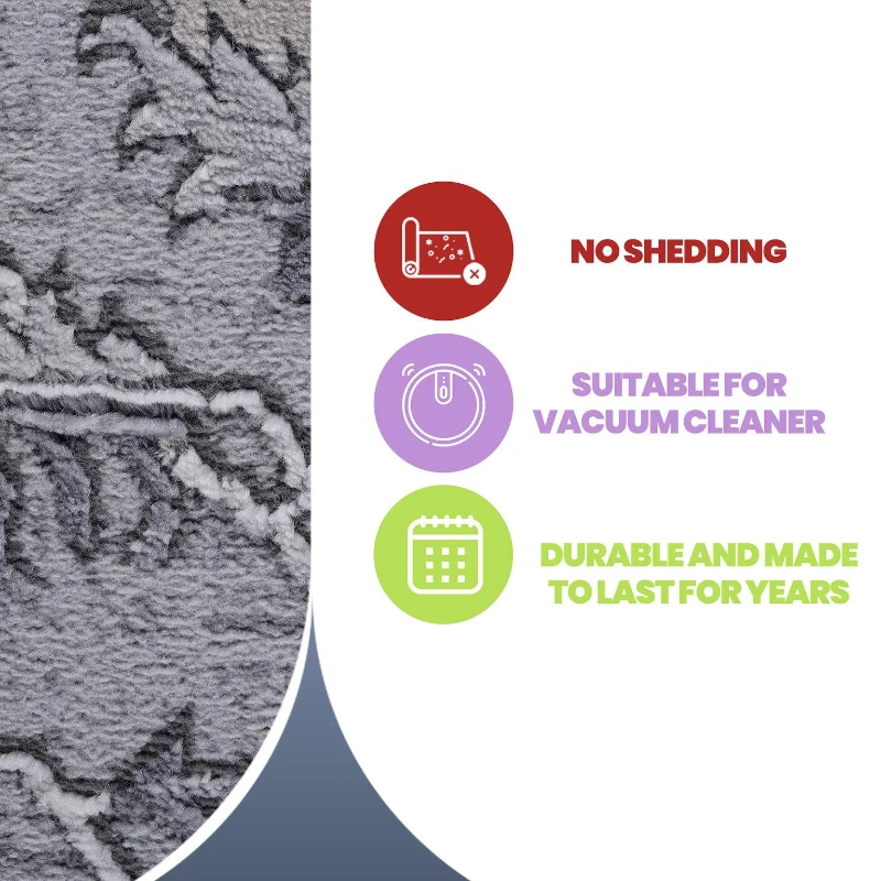 Naar 5x7 Oriental Stain-Resistant Area Rug with Cotton Backing, Carpet for Living Room, Bedroom, Home Office, 90" L x 63" W x 0.35" H, Ivory+Gray