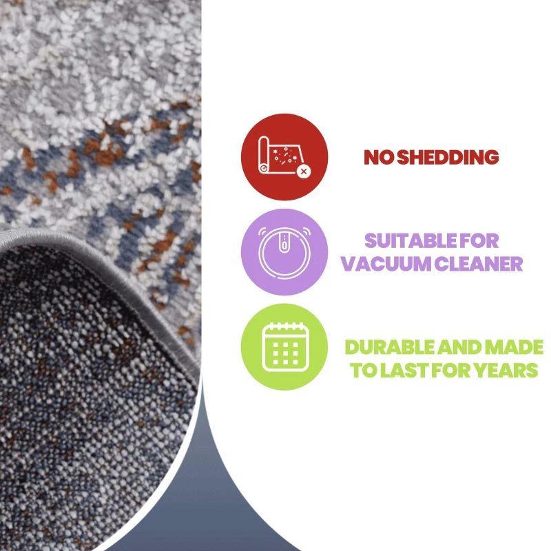 Naar 6x9 Geometric Stain-Resistant Area Rug with Non-Shedding Design and Cotton Backing, Kid and Pet-Friendly Carpet, 93" L x 79" W x 0.3" H, Beige