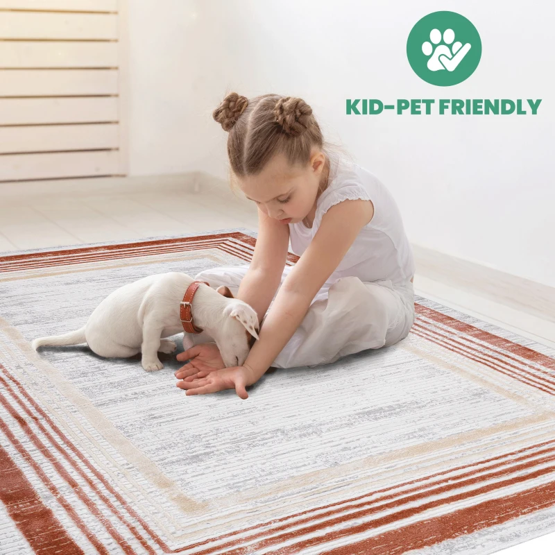 Naar 2x8 Stain-Resistant Area Rug with Cotton Backing, Medium Pile Height, Stylish Kid and Pet-Friendly Carpet, 96" L x 26" W x 0.35" H, Brown