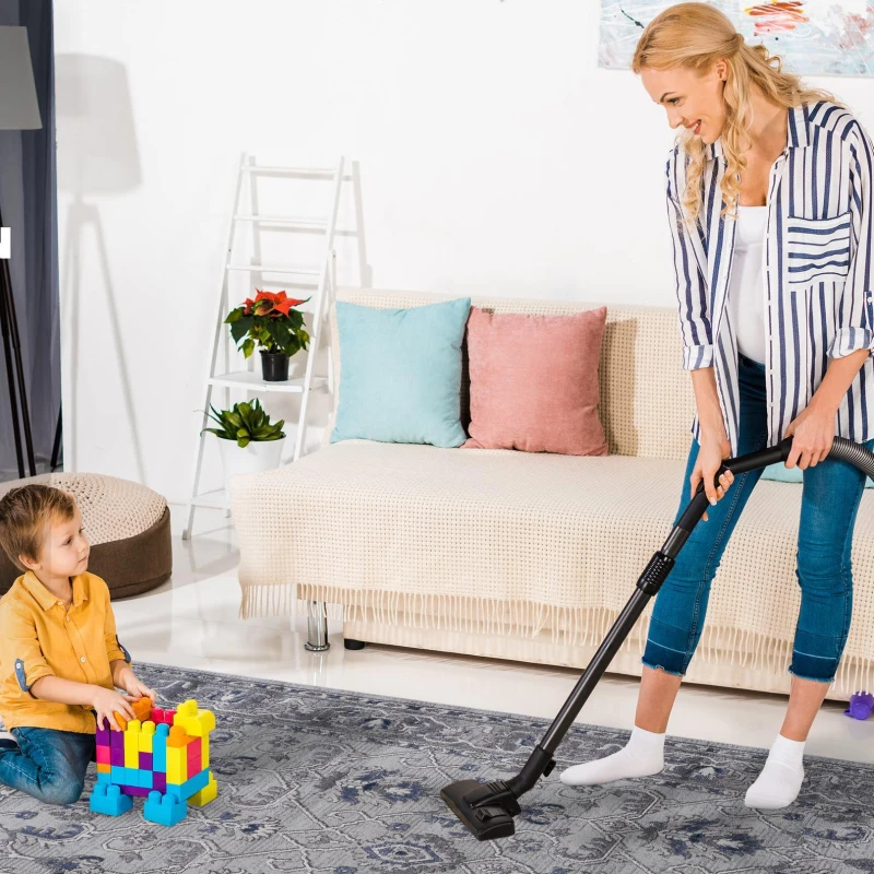 Naar 2x8 Stain-Resistant Area Rug with Cotton Backing, Medium Pile Height, Kid and Pet-Friendly Carpet, 96" L x 26" W x 0.35" H, Gray+Blue