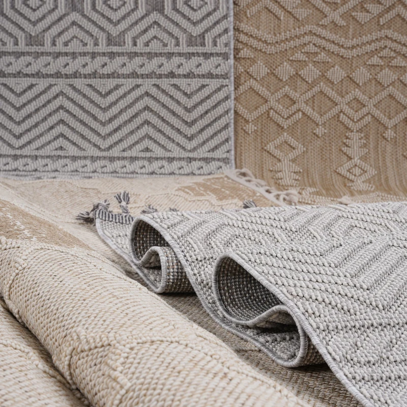 Naar 4x6 Geometric Indoor Outdoor Stain-Resistant Area Rug with Medium Pile Height, Kid and Pet-Friendly Carpet, 74" L x 48" W x 0.3" H, White