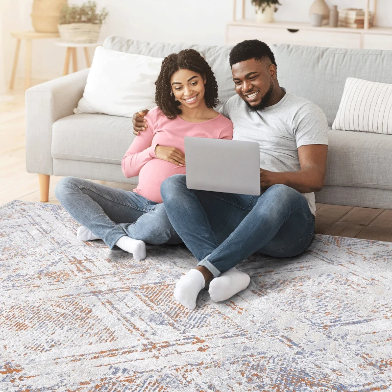 Naar 2x8 Geometric Stain-Resistant Area Rug with Non-Shedding Design and Cotton Backing, Kid and Pet-Friendly Carpet, 96" L x 26" W x 0.3" H, Beige