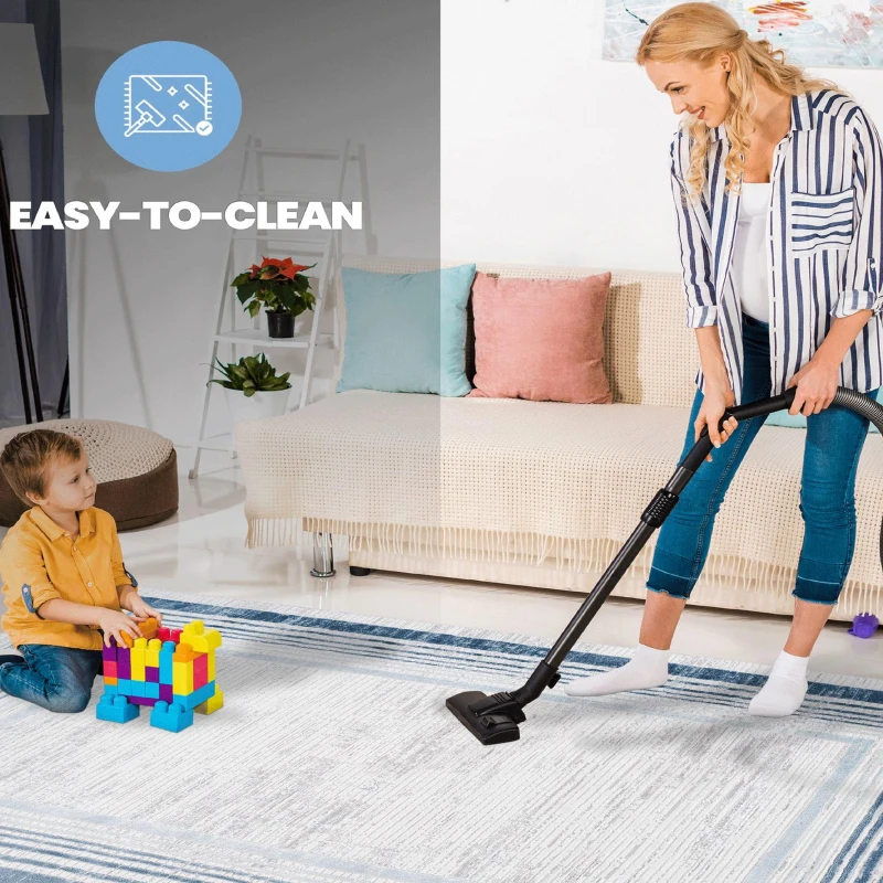 Naar 5x7 Stain-Resistant Area Rug with Cotton Backing, Medium Pile Height, Stylish Kid and Pet-Friendly Carpet, 90" L x 63" W x 0.35" H, Blue