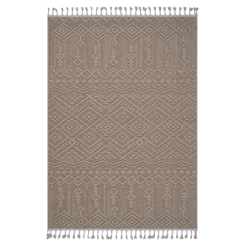 Naar 4x6 Indoor Outdoor Stain-Resistant Area Rug with Medium Pile Height, Kid and Pet-Friendly Carpet, 74" L x 48" W x 0.3" H, Natural