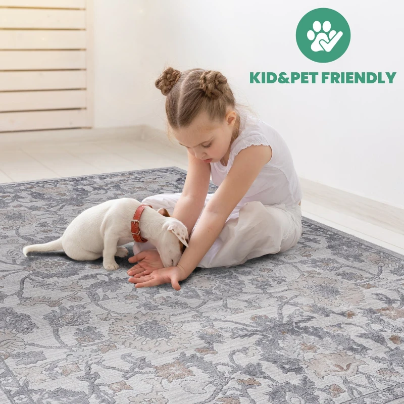 Naar 8x10 Stain-Resistant Area Rug with Cotton Backing, Medium Pile Height, Kid and Pet-Friendly Carpet, 120" L x 93" W x 0.35" H, Sand