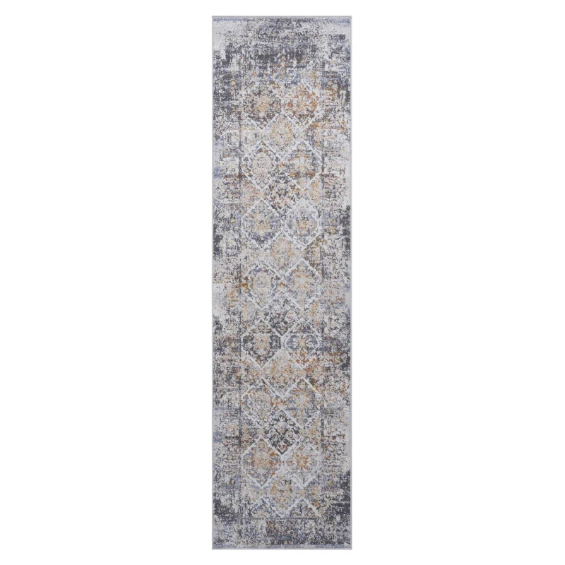 Naar 2x8 Stain-Resistant Rug Blancket with Non-Shedding Design and Cotton Backing, Kid and Pet-Friendly Carpet, 96" L x 26" W x 0.3" H, Multicolor