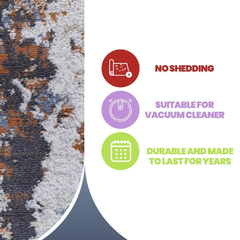 Naar 5x7 Abstract Stain-Resistant Area Rug with Cotton Backing, Medium Pile Height, Kid and Pet-Friendly Carpet, 90" L x 63" W x 0.3" H, Ivory+Navy