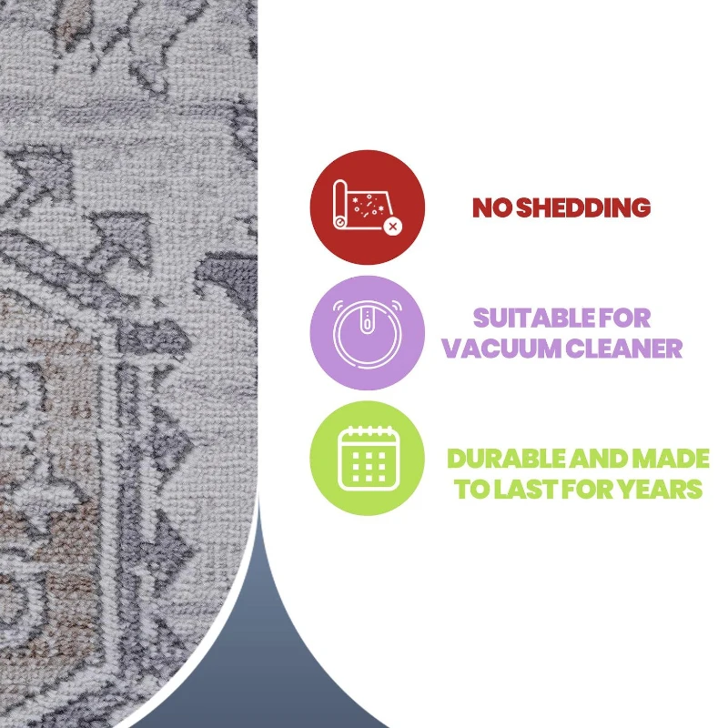 Naar 5x7 Stain-Resistant Area Rug with Cotton Backing, Medium Pile Height, Kid and Pet-Friendly Carpet, 90" L x 63" W x 0.35" H, Ivory