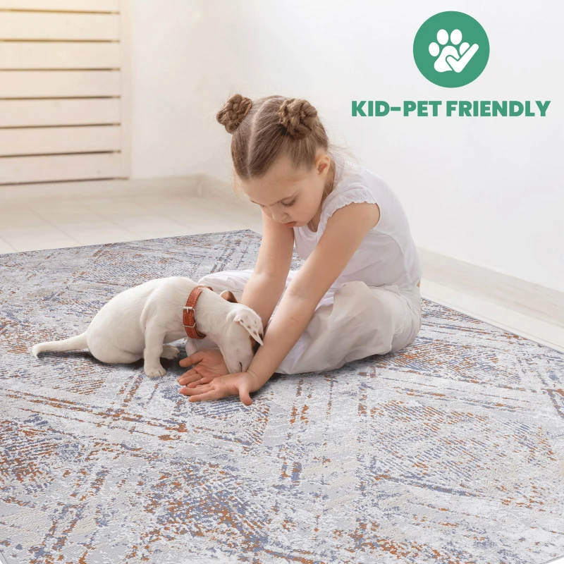 Naar 2x3 Geometric Stain-Resistant Area Rug with Non-Shedding Design and Cotton Backing, Kid and Pet-Friendly Carpet, 36" L x 24" W x 0.3" H, Beige